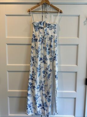 Hello Molly White Maxi Dress with Blue Floral Print